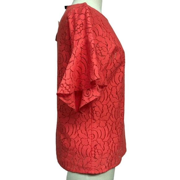 Banana Republic Womens Orange Floral Lace Flutter Sleeve Top w Cami  Sz XS NEW - Picture 4 of 7